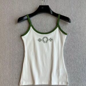 Chrome Hearts White Tank Top with Green Accents